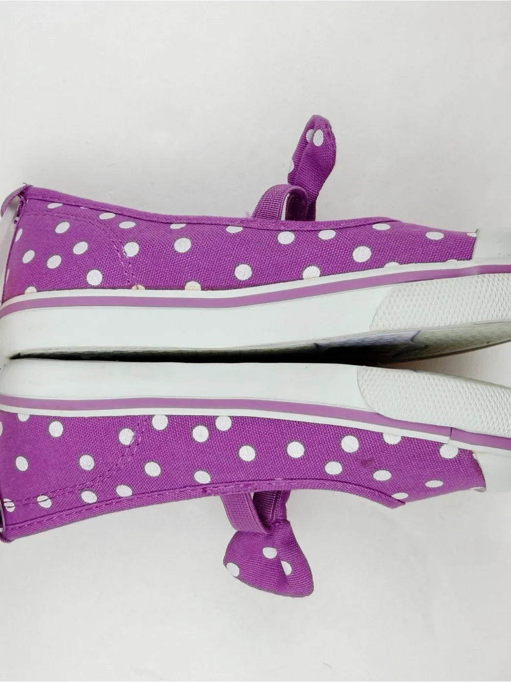 Gymboree Pinwheel Pastels Purple White Polka Dot Slip On Shoes Bow Size 10
